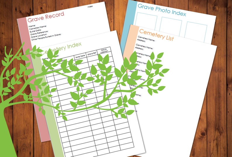 Printable A4 Cemetery Record Worksheet Collection Genealogy | Etsy