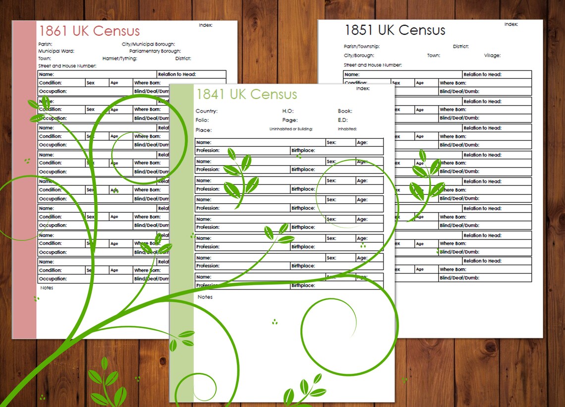 Printable A4 UK Census Form Collection Instant Download | Etsy
