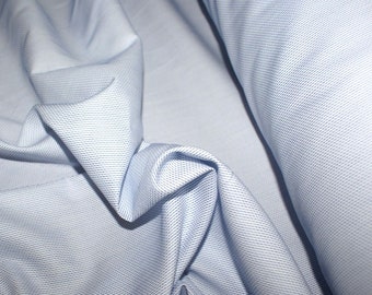 2.5m Lots - White Cotton Fabric w Blue Stitch Detail, 150cm Wide