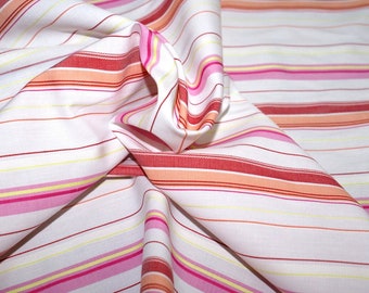 RIO Pink Orange & White Stripe Shirting, Quality Light Weight, Crisp, Per Metre