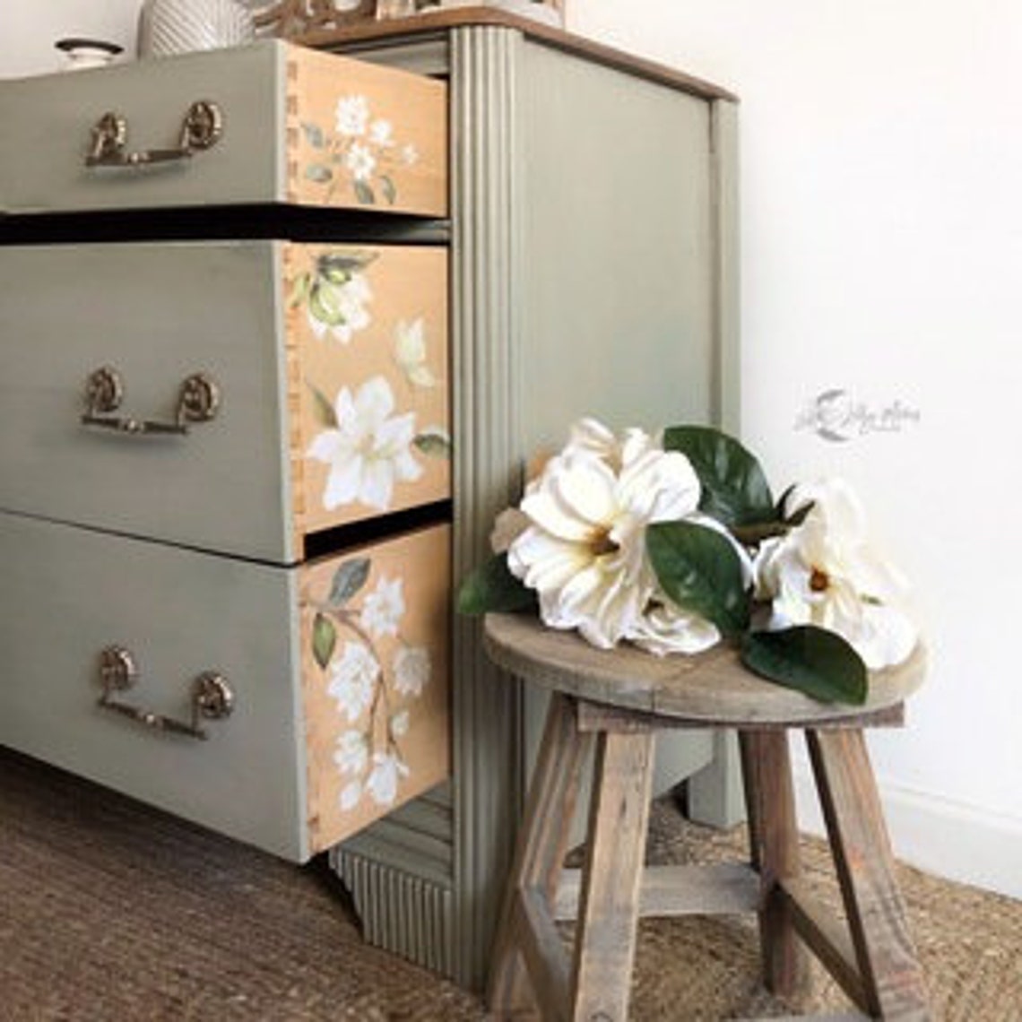 Magnolia Garden Transfer Rub on Transfer Furniture Transfer Etsy