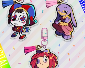 Llaveros de 2,5 pulgadas hechos por fans de The Amazing Digital Circus: Pomni, Jax, Ragatha