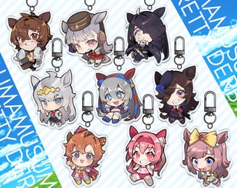 Umamusume: Pretty Derby Fanmade 2.5inch keychains Agnes Tachyon, Gold Ship, Manhattan Cafe, Oguri Cap, Agnes Digital/digitan, Rice Shower