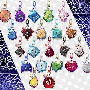 Final Fantasy 14 FFXIV Job Stone Keychain: Pictomancer (NEW), Viper (NEW), Dark Knight, Red Mage, Bard, Warrior, Reaper, Black Mage, etc