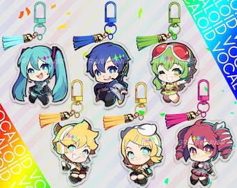 VOCALOID Fanmade 2.5in Keychains: Miku Hatsune, KAITO Rin & Len Kagamine, GUMI, plus Utau Teto Kasane