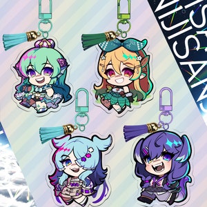 Nijisanji Lazulight + Selen Tatsuki 2.5 Inch Keychains - Elira Pendora, Finana Ryuga, Pomu Rainpuff