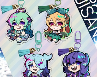 Nijisanji Lazulight + Selen Tatsuki 2.5 Inch Keychains - Elira Pendora, Finana Ryuga, Pomu Rainpuff