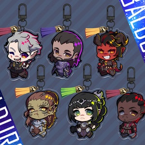 Baldur&#39;s Gate 3 Fanart Keychains 2.5in: Astarion, Gale, Karlach, Lae&#39;zel, Shadowheart, Wyll