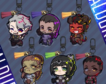 Baldur's Gate 3 Fanart Keychains 2.5in: Astarion, Gale, Karlach, Lae'zel, Shadowheart, Wyll