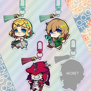 Legend of Zelda Tears of the Kingdom Fanart Keychains 2.5in: Zelda, Link, and Sidon