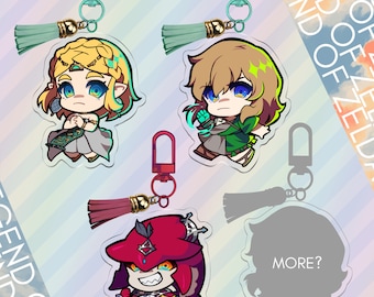 Legend of Zelda Tears of the Kingdom Fanart Keychains 2.5in: Zelda, Link, and Sidon