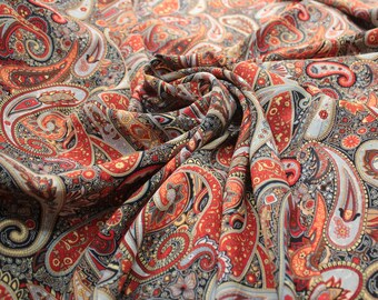 Paisley fabric cotton, Boho fabric for sewing, width 57, cotton for dress, summer fabric, buy yard, fabric for skirt-1 / yard