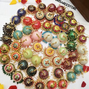 Assorted 100 PC Lot Of Meenakari Earrings Indian Handmade Jewellery Wedding Favor Bridesmaid Gifts Mehendi Sangeet Ceremony Gifts For Guests