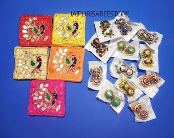 Lot Of 1-100 Coin Pouch & Earrings Wedding Favors Return Gifts For Guests Bridesmaid Gifts Mehendi Sangeet Favors Bachelorette Party Gift