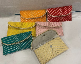 Wholesale Lot Of 3 To 100 Piece Handmade Women's Embroidered Clutch Potli Bag Wedding Clutch Evening Bag Wedding Favor Return Gift For Guest