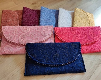 Lot Of 100 Indian Handmade Women's Embroidered Clutch Purse| Potli Bag| Wedding Favours Bag| Return Gift For Guests Party Wear Hand Bag