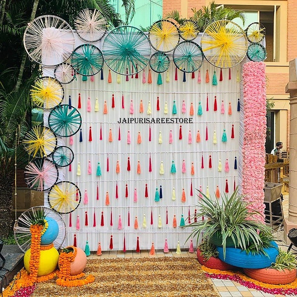 50-300 nappe multicolore decorazione di nozze indiane, Mehndi Decor, sfondo per feste, arazzi per porte, Haldi Mehendi Decor Spedizione gratuita