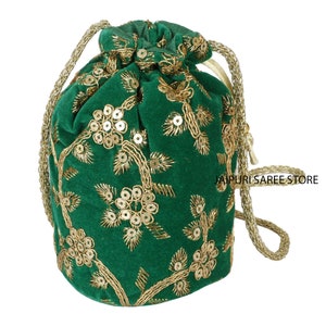 Lot Of 50-100 Indian Handmade Women's Embroidered Clutch Purse Potli Bag Pouch Drawstring Bag Wedding Favor Return Gift For Guests Free Ship image 6