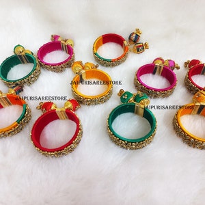 Lot Of 25 PCs Mix Colors Thread Bangle Bracelets Mehndi Favors Sangeet Gifts Bangle Bar Gifts For Guests Indian Wedding Favors Free Shipping image 6