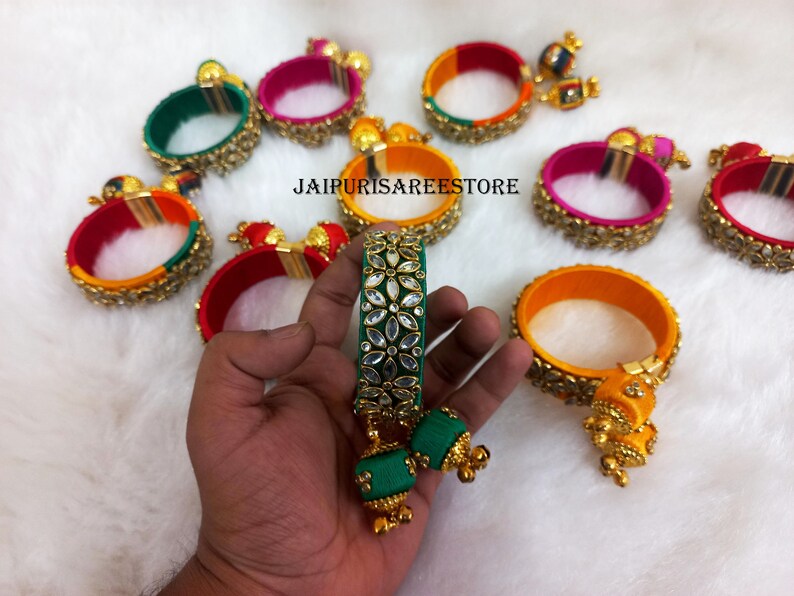 Lot Of 25 PCs Mix Colors Thread Bangle Bracelets Mehndi Favors Sangeet Gifts Bangle Bar Gifts For Guests Indian Wedding Favors Free Shipping image 5