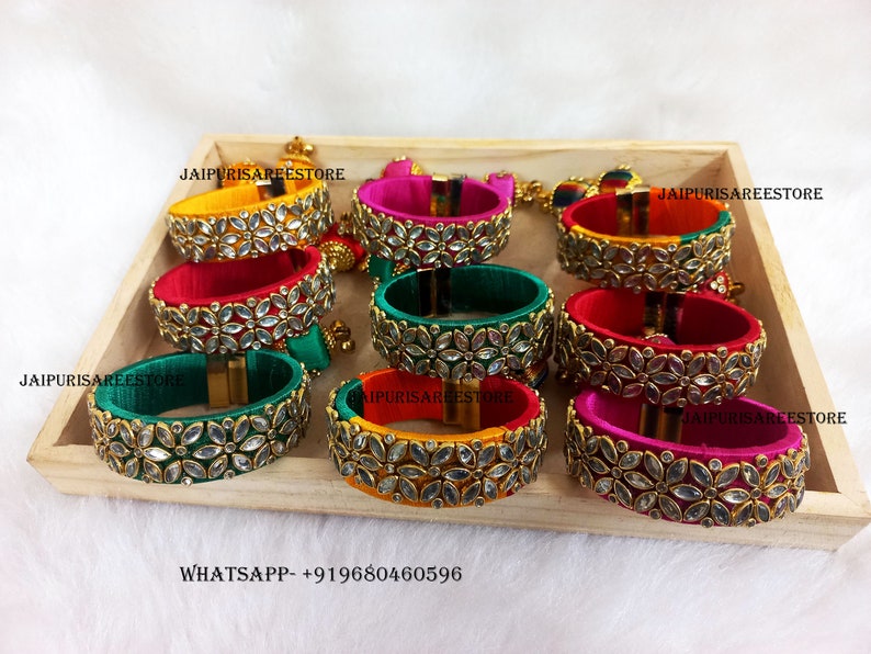 Lot Of 25 PCs Mix Colors Thread Bangle Bracelets Mehndi Favors Sangeet Gifts Bangle Bar Gifts For Guests Indian Wedding Favors Free Shipping image 1