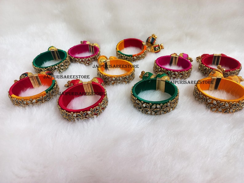 Lot Of 25 PCs Mix Colors Thread Bangle Bracelets Mehndi Favors Sangeet Gifts Bangle Bar Gifts For Guests Indian Wedding Favors Free Shipping image 9