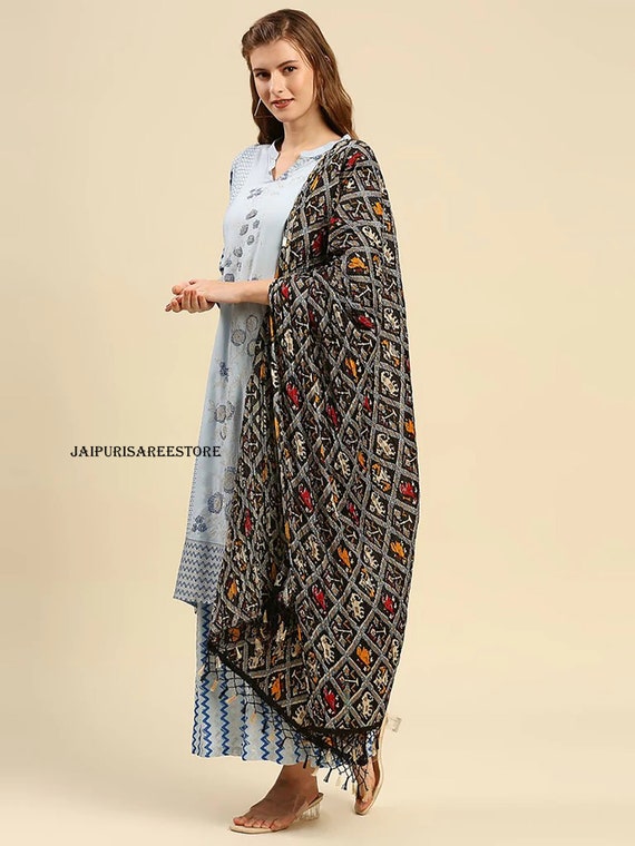 Wholesale Lot Multicolor Patola Dupatta Silk Ikkat Print Dupatta