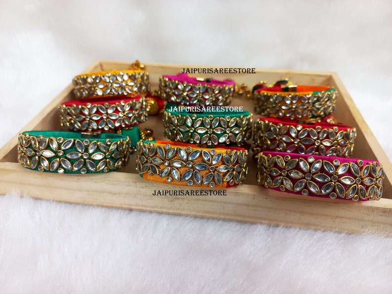 Lot Of 25 PCs Mix Colors Thread Bangle Bracelets Mehndi Favors Sangeet Gifts Bangle Bar Gifts For Guests Indian Wedding Favors Free Shipping image 10