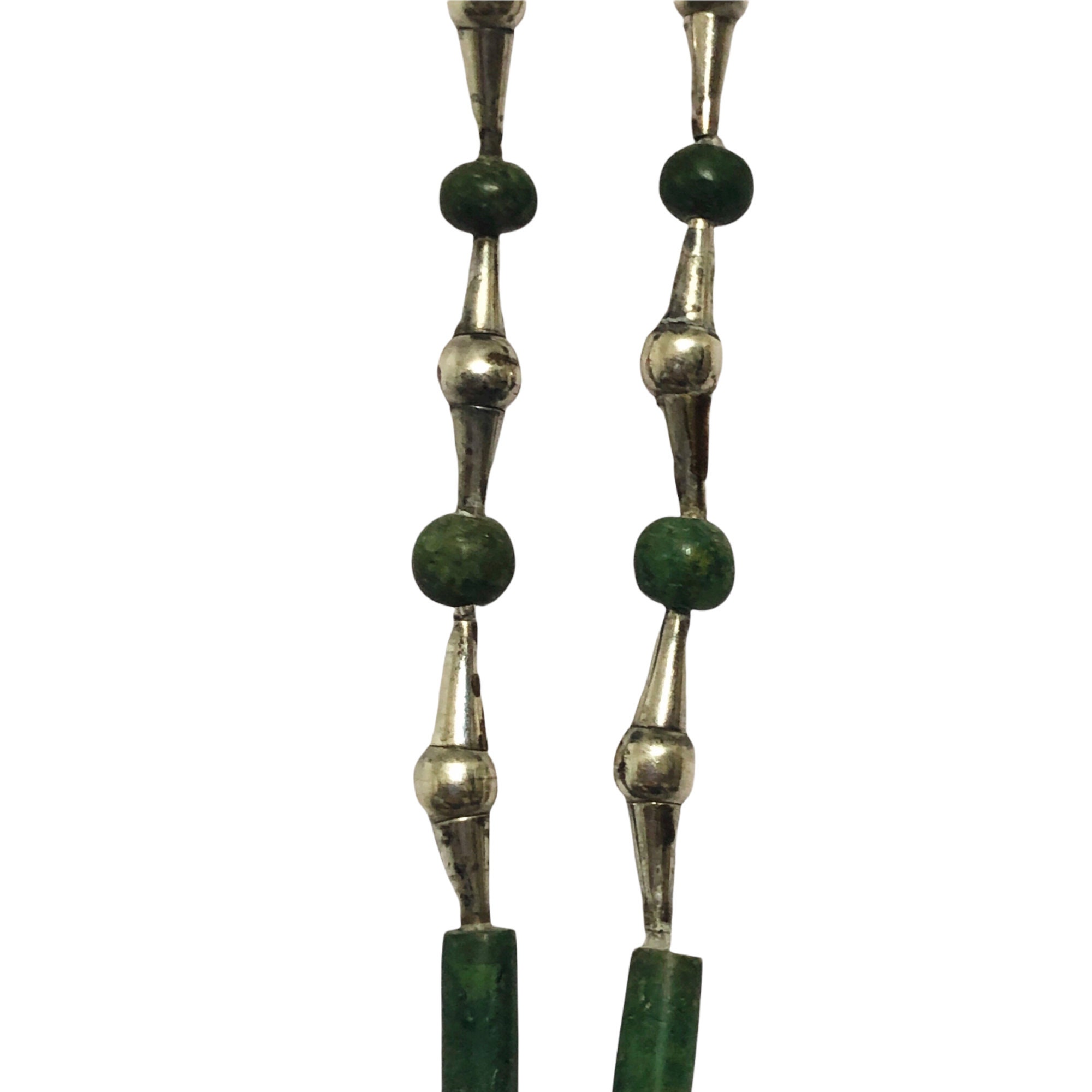 Pendentif Vintage Art Déco Taxco Mexique - Argent, Malachite Et Obsidienne - Occasion (porté)