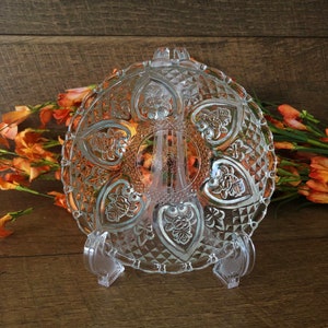 Set of 4 Vintage Glass Hearts & Roses Serving Bowls Pasari Candy Dishes Romantic Gifts For Her Vintage Indonesia Ice Cream Dishes Desserts