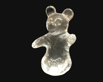 Teddy Bear Paperweights Clear Glass Office Desk Decor Shelf Sitter Animal Figurines Controlled Bubble Bear Paper Weight Baby Shower Decor