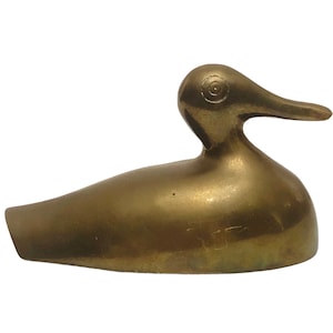 Vintage Solid Brass Duck Boho Home Decor Large Gold Animal Paperweight Duck Decoy Hunters Cabin Decor Gifts For Dad Duck Lover Gift Ideas
