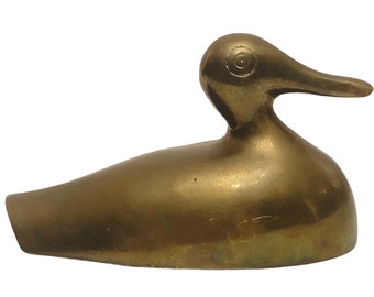 Pato de latón macizo, decoración vintage bohemia para el hogar, pisapapeles grande de oro con forma de animal, señuelo para cazadores, cabaña, papá, amante de los patos, regalos