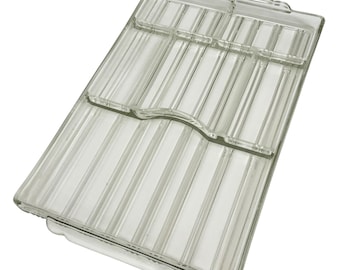 Sunbeam 1930s Divided Hostess Toaster Presentation Tray Divided Clear Glass Serving Platter 6 Section Ribbed Pattern Rectangle Party Decor