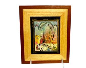 Small Mid Century HEMED Wood Plaque Wall Hangings Kibbutz Afikim Home Blessings 1970s Word Art Small Colorful Signs Made In Israel