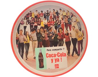 1978 Coca Cola 13" Metall Serviertablett Vintage Mexikanische Platte Spanische Cola Marketing Restaurant Dekor Soda Zeichen Rot Latein Bar Dekor