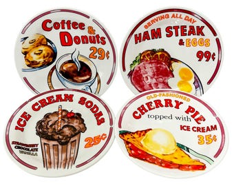 Oneida Craft Vintage 7" "Sunrise Diner" Restaurant Plates Mix & Match Luncheon Dessert Salad China Set of 4