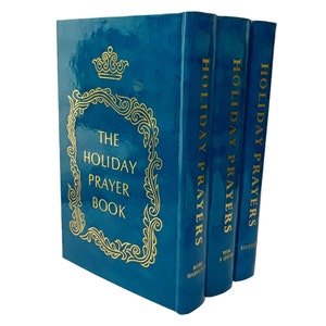 Vintage 1959 Set of 3 Jewish Holiday Prayer Books - Rosh Hashanah, Yom Kippur & Succoth - High Holiday Hardcover Blue Machzors Blessings