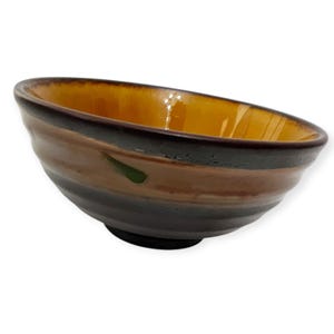 1980-talets Pier 1 Imports japanska AKITA 5" risskålar gyllengula stengods fruktskålar asiatiska stil dessertskålar ersättningar - set om 5