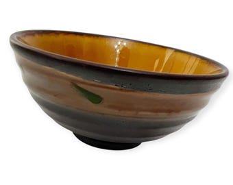 1980s Pier 1 Imports Japanese AKITA 5" Rice Bowls Golden Yellow Stoneware Fruit Bowls Asian Style Dessert Dishes Replacements - Set of 5
