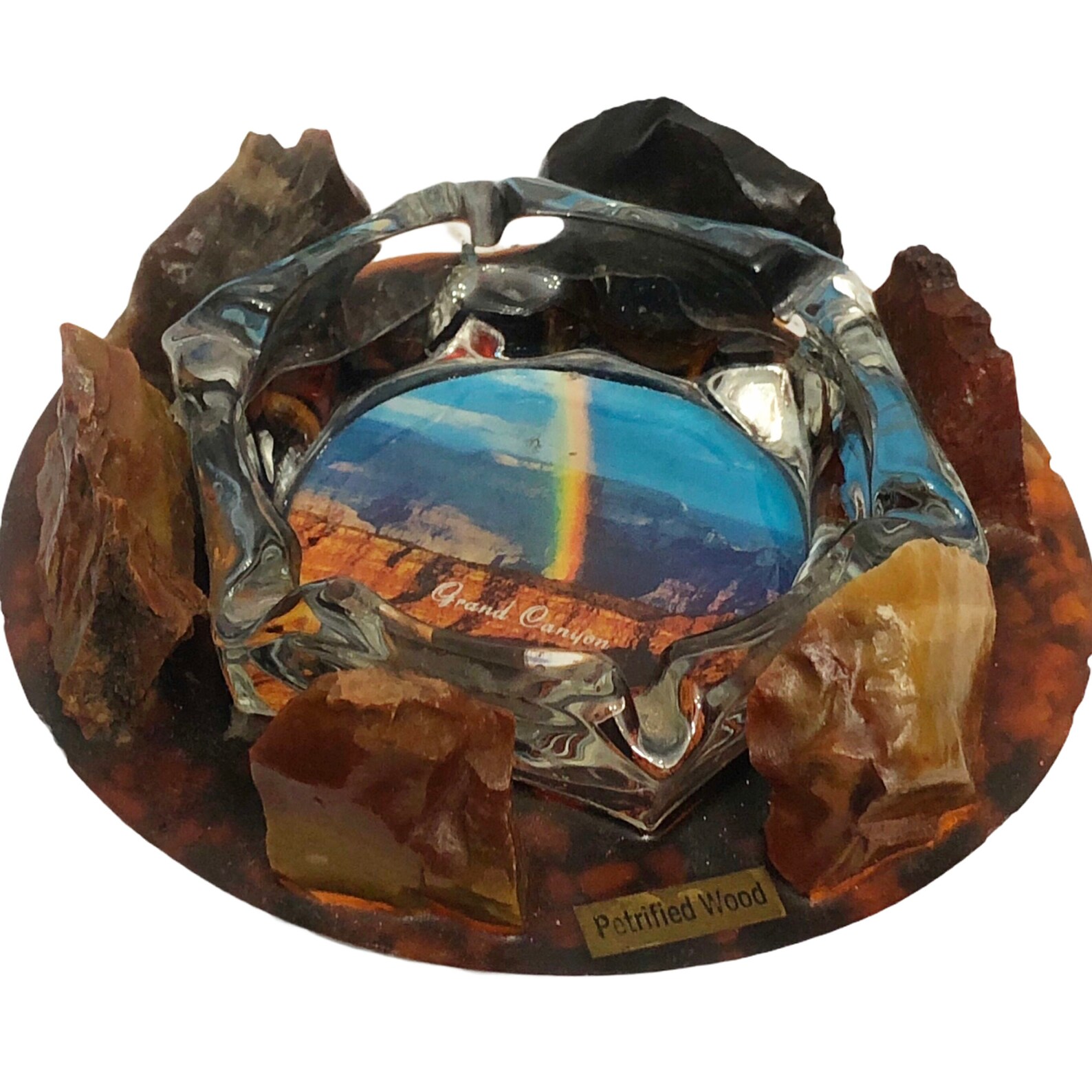 Vintage Grand Canyon Souvenir Ashtray Genuine Petrified Wood Etsy