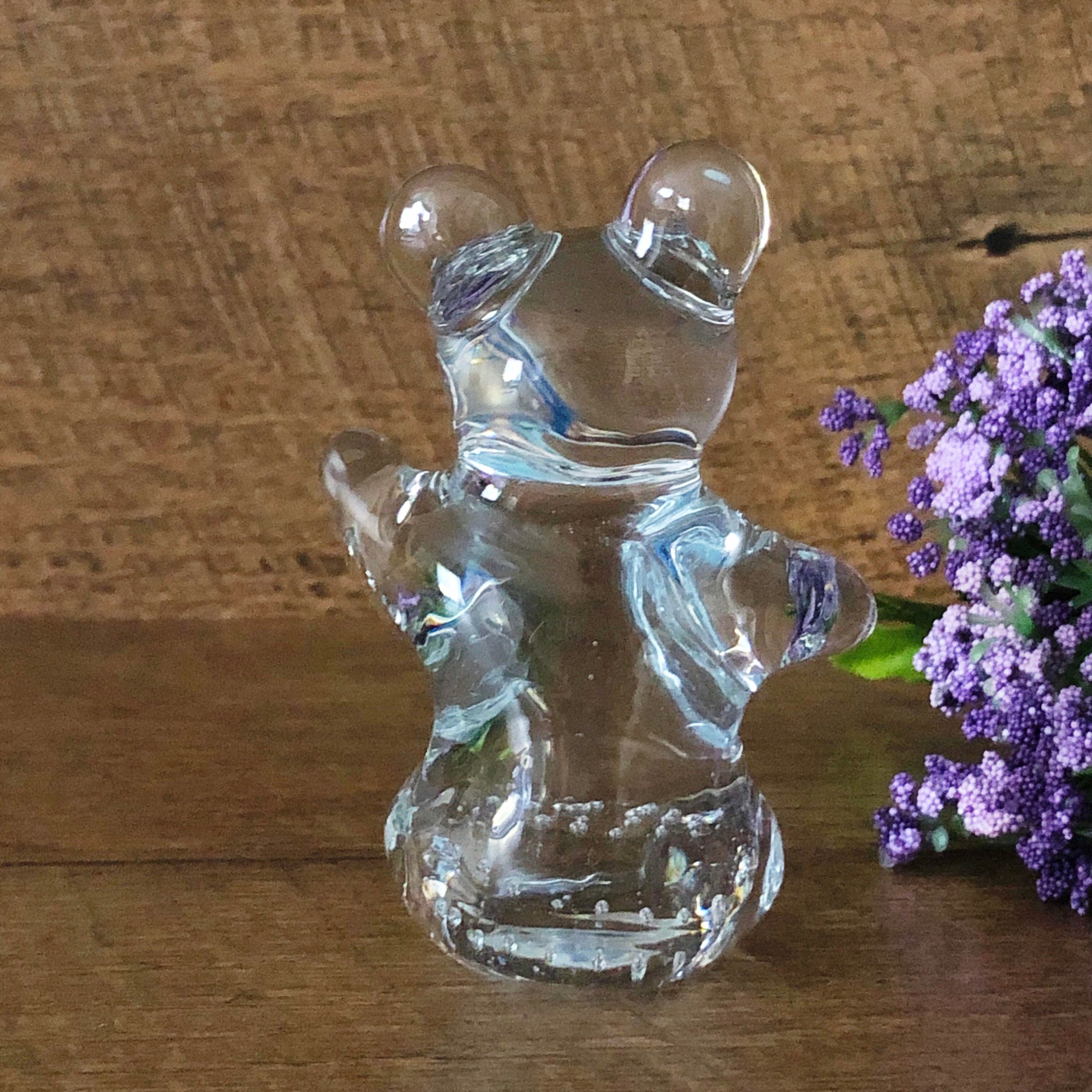 Clear Glass Teddy Bear Paperweight Desk Decor Heavy Glass Etsy