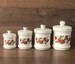 Retro Strawberry Fields Canisters Sears Roebuck Country Kitchen White Flowers & Berries Ceramic Cookie Jars Farmhouse Fruit Gifts - Set of 4 