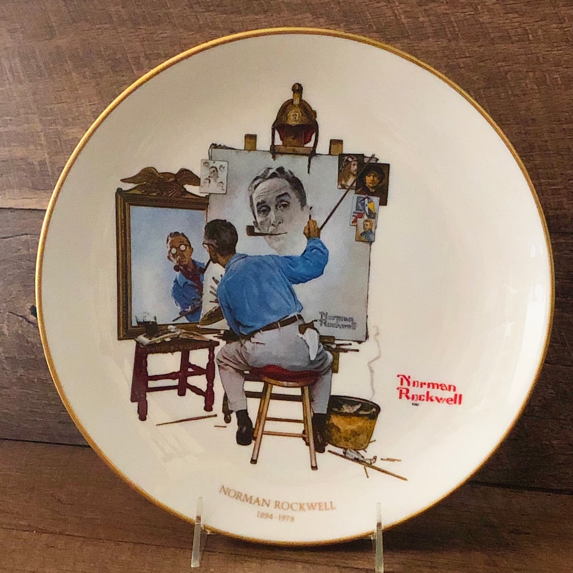 Limited Edition Norman Rockwell Self Portrait Decorative Plate Etsy