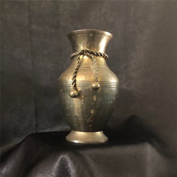 Vintage India Urn Vase Indian Brass Vases Rope Design Boho Etsy