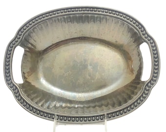 Wilton Armetale Flautas y perlas patrón pequeño mango metal tazón vintage plata peltre cuencos con asas puntos puntos catchall cuencos para llaves