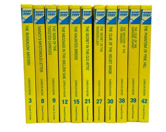 Instant NANCY DREW Collection! Set of 11 Vintage 1993 Books Carolyn Keene Mystery Stories Flashlight Series Teen Sleuth Yellow Hardcovers