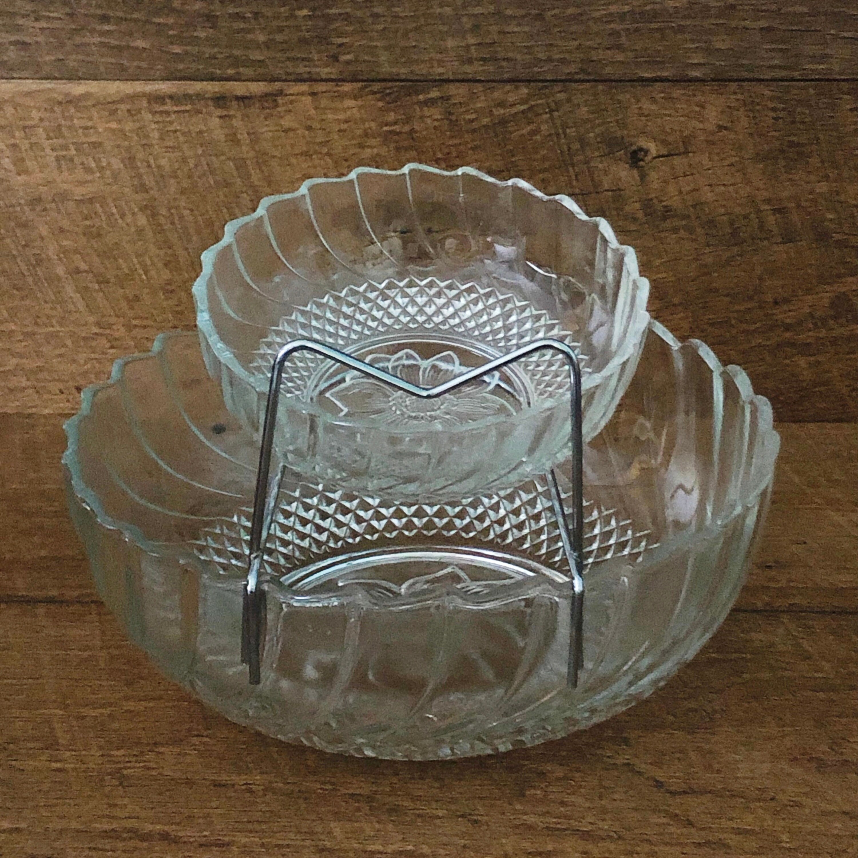 Mid Century Chip And Dip Bowl Set of 2 Clear Glass Serving Etsy