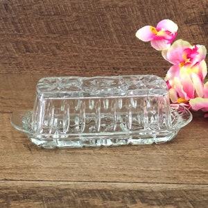Anchor Hocking Glass Covered Butter Keeper Breakfast Butter Dish Vintage Glass Serving Tray Kitchen Storage Containers Hostess Gift Ideas