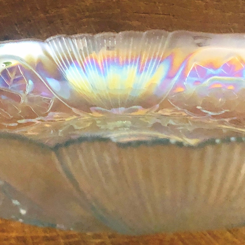 14 Carnival Glass Serving Tray Floral Design Iridescent Etsy